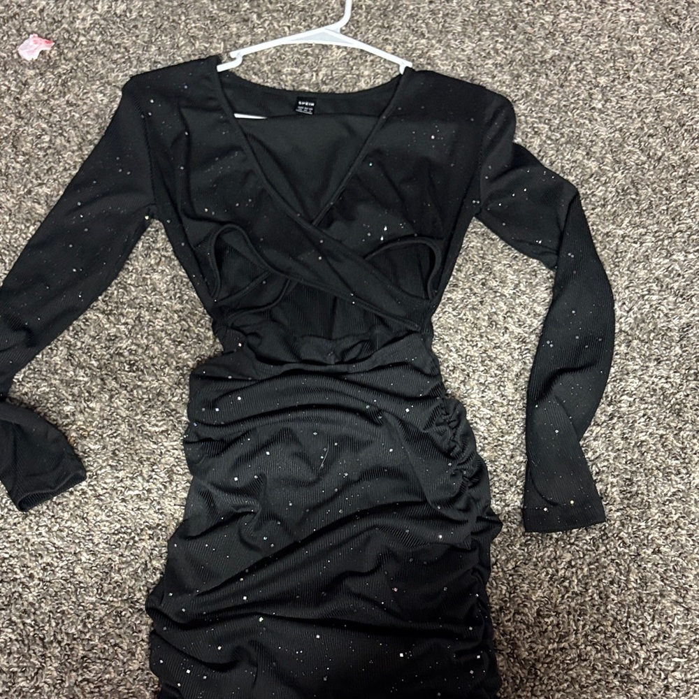 SHEIN Black Long Sleeve Dress with Glitter